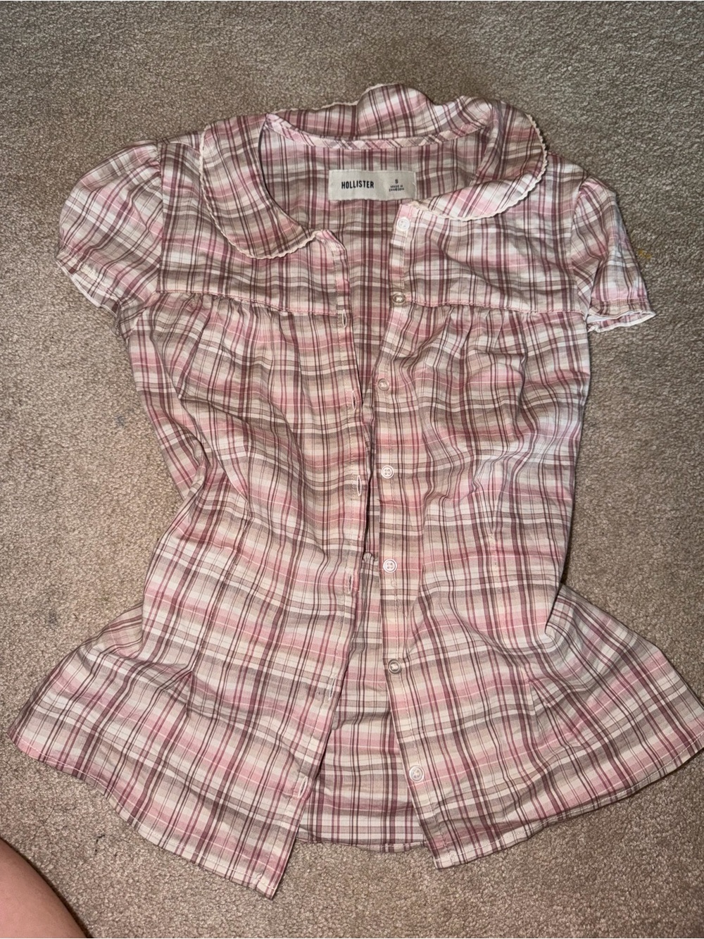 hollister plaid button down tie back